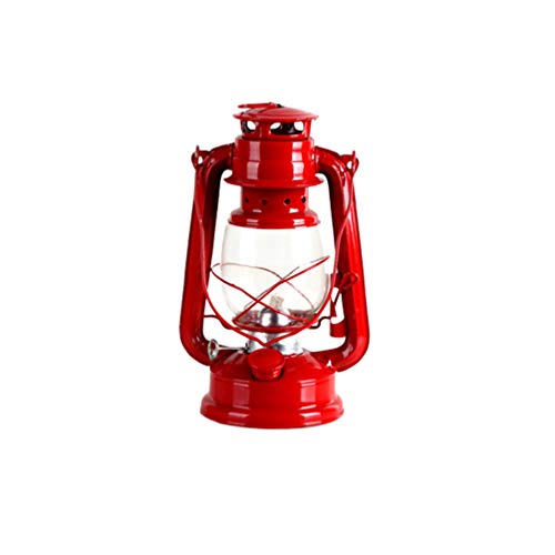 Uonlytech Retro Kerosene Lamp Portable Night Light with Handle Desktop Lantern Decor for Home Bedroom Living Room Camping Red