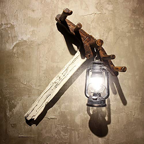 Zzyff Villa Wall Rake Iron Wooden Lighting Antique Kerosene Lantern Hanging Classic Retro Glass Wall Wall Decoration Home Lighting Fixture 62 51 20cm