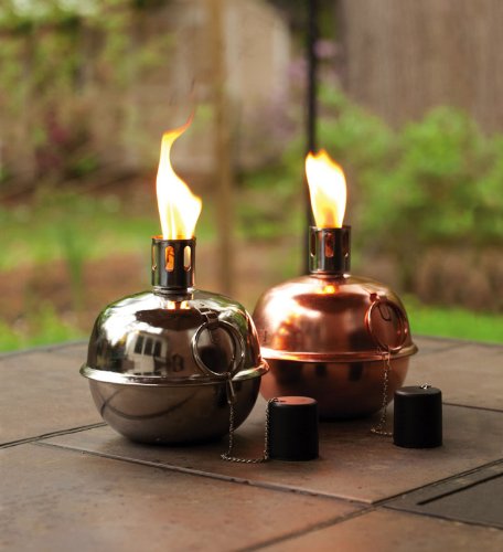 2 Assorted Copper Nickel Tabletop Patio Torches