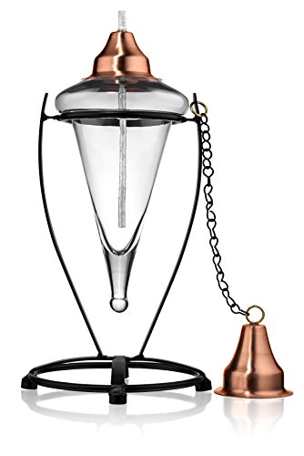 H Potter Glass Torch Patio Table Top with Copper Top 516
