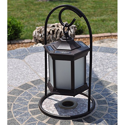Starlite Garden and Patio Torche SLASFG Solar Lantern with Arch Stand BrownFrosted Glass