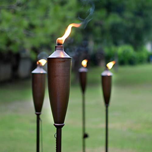 Deco Home Tikki Torch Set of 4 Tikki Torch - 60inch Citronella Garden OutdoorPatio Flame Metal Torch - Brown