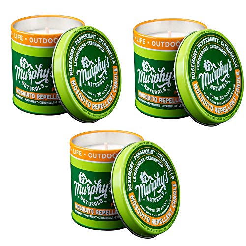 Murphys Naturals Mosquito Repellent Candle  Outdoor Citronella Candle for Patio Yard Garden  Soy Wax Beeswax Peppermint Lemongrass Rosemary Cedarwood  Made in USA  9oz  3 Pack