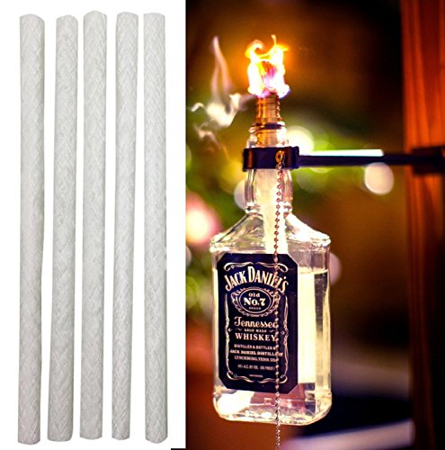 6 Pack - Extra Long Tiki Torch Wicks 12 by 14 Inch Long Fiberglass Tiki Torch Wicks - Replacement Wicks Perfect for Wine Bottle Torches