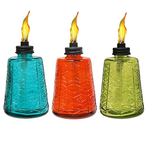 Tiki Brand 111511868 Molded Glass Table Torches 3 Pack Small Multicolor