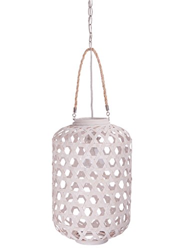 KOUBOO Handwoven Bamboo Lantern Pendant lamp Large 1 Bulb White Wash