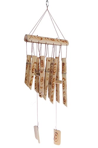 Bamboo Wind Chime - Light Brown Indoor Outdoor Wooden Melody Bamboo Wind Bell Wind Chimes Large Outdoor 25&quot