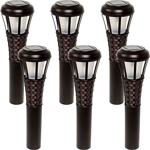 Fusion Solar Bamboo Tiki Torch Led Path Light brown 6 Pack