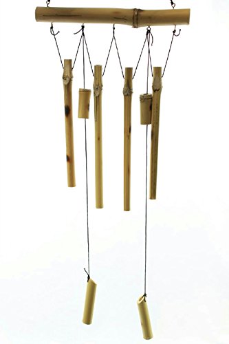 Garden Collection Natural Bamboo Wood Chimes Natural Light