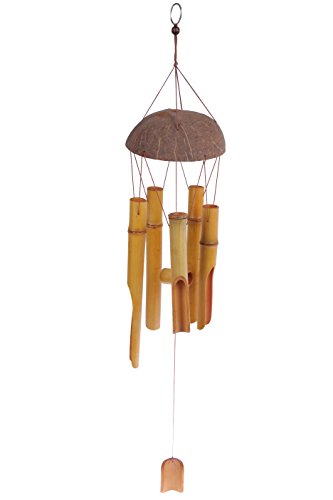 Wind Chime - Bamboo Wood Wind Bell - 28 Inch Chime Light Brown Indoor Outdoor Wooden Melody Bamboo Wind Bell For