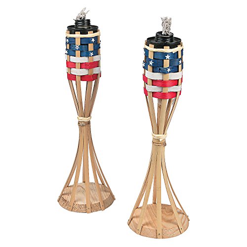 Fun Express Bamboo Patriotic Tabletop Tiki Torches - 2 Pieces