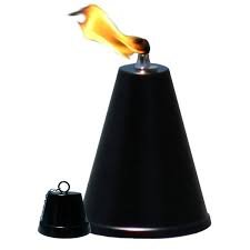Hawaiian Cone Tabletop Tiki Torch Landscape Torch Oil Lamp Tabletop Lantern smooth Black