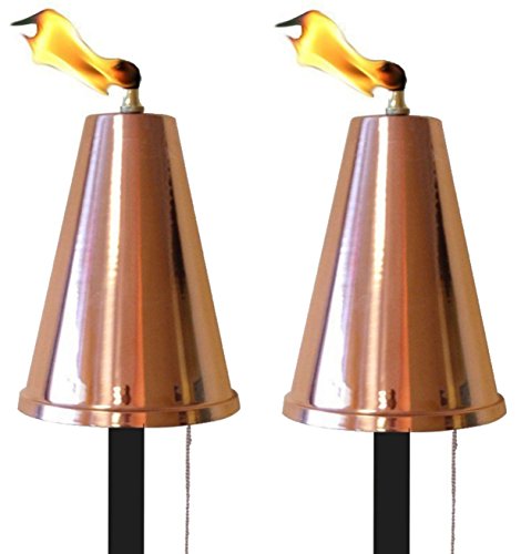 Hawaiian Cone Tiki Torch Set Of 2, Landscape Torch, Tiki, Tabletop Torch, Oil Lamp (smooth Copper)