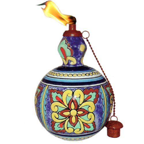 Mexican Clay Pottery Tabletop Tiki Torch Seville Collection Tabletop Oil Lamp Oil Lamp Torch Tiki Torch Landscape