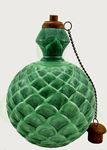 Mexican Clay Tabletop Tiki Torch Artichoke Design, Oil Tabletop Tiki Torch, Tiki Torch, Mexican Clay Pottery,