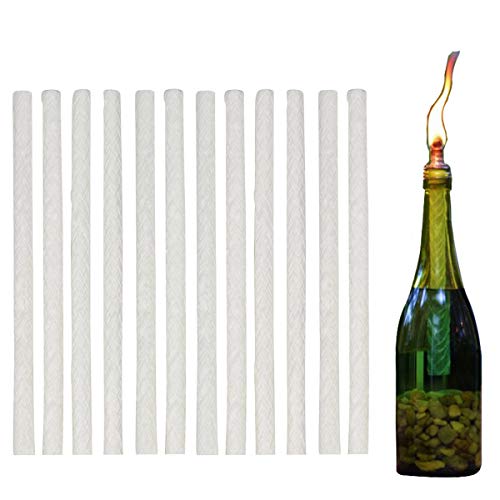 MAXMIKO Tiki Torch Wick Replacement12PACK Wine Bottle Tiki Wicks Light Long Life Fiberglass Tiki Torches Wicks for Oil Lamps Candle Table Torch Garden Lights