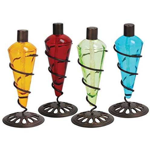 4 Pack 11 In Assorted Color Table Top Torch - Burning Citronella / Lamp Oil ;p#o455k5/u 7rk-b288271