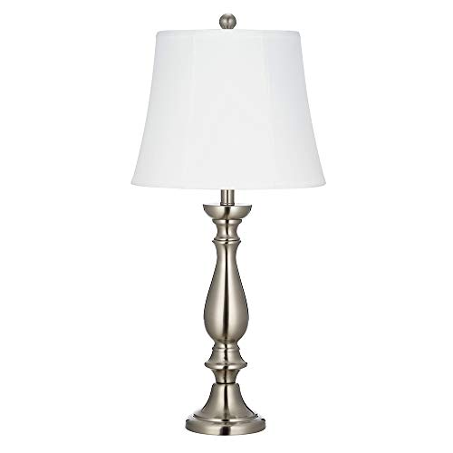 Catalina Lighting 21547-000 Traditional 2-Way Tall Decorative Metal Table Lamp with Linen Shade Brushed Steel