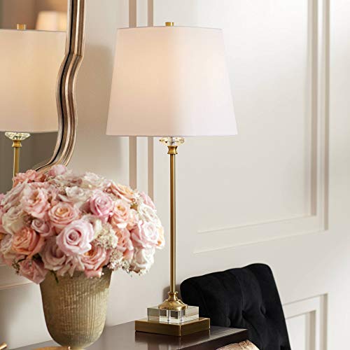 Julia Traditional Buffet Table Lamp Gold and Crystal Shaped Shade for Dining Room - Regency Hill