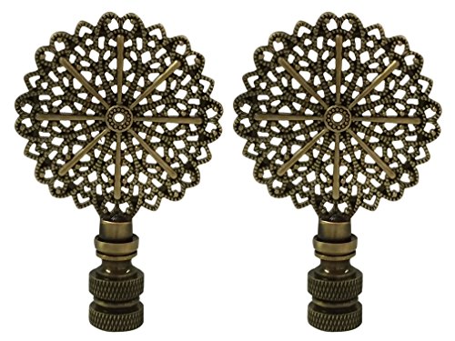 Royal Designs Traditional European Filigree Lamp Finial for Lamp Shade- Antique Brass Set of 2