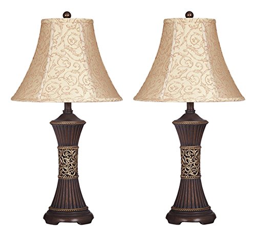 Signature Design by Ashley - Mariana Poly Table Lamps - Traditional - Set of Two - Antique Brown