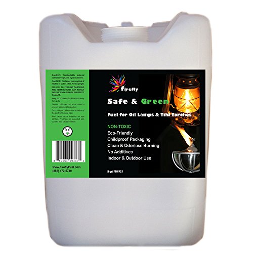 Bulk 5-Gallon Firefly Safe Green Fuel - Odorless and Smokeless Burning - Use in Tiki Torches Oil Lamps Lanterns