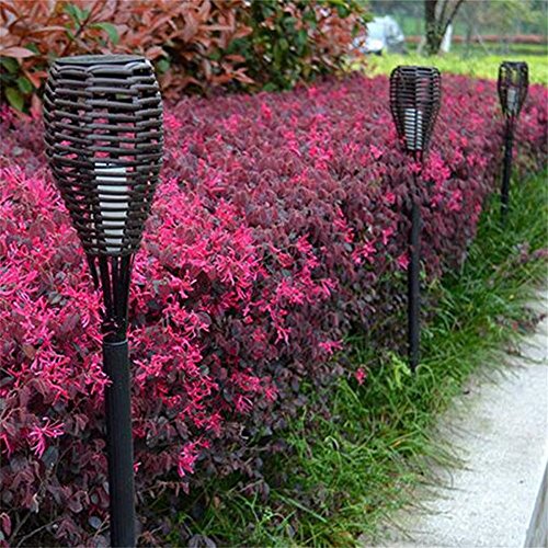 Nopteg 1pcs Waterproof Lighting Solar Flickering Warm White Led Tiki Torches Lamplight Flame And Solar Torch