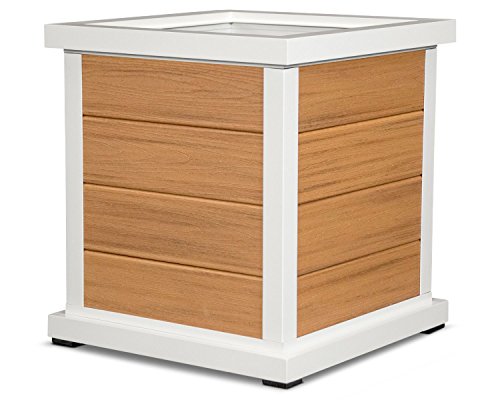 Trex Outdoor Furniture Cube 24 Planter 4 Board in Satin White  Tiki Torch