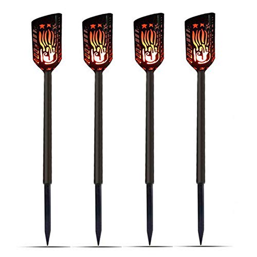 HLL Solar Garden Torch Lights LF109MM 102Leds Automatic OnOff from Dusk to Dawn Waterproof Flickering Flames Pathway Lighting4Pack