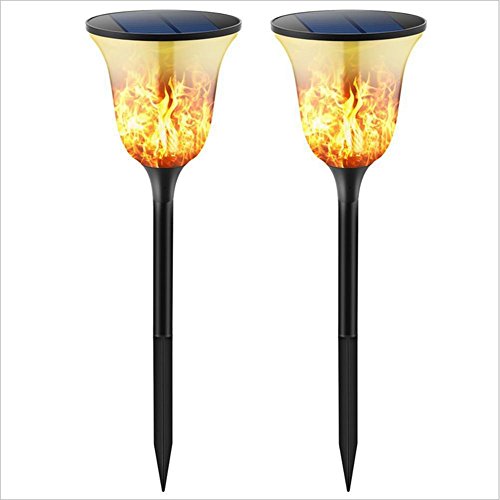 Lh&Fh 2PCS Solar Garden Torch Lights 96 LED Dancing Flame Outdoor Waterproof Flickering Landscape Decoration Lighting