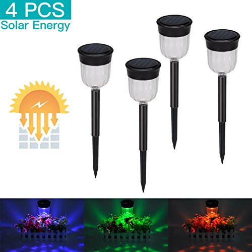 Lychee Solar Garden Lights Led Solar Torch Light Light Solar Powered 7 Colors Light for Christmas Landscape Decoration 4Packs