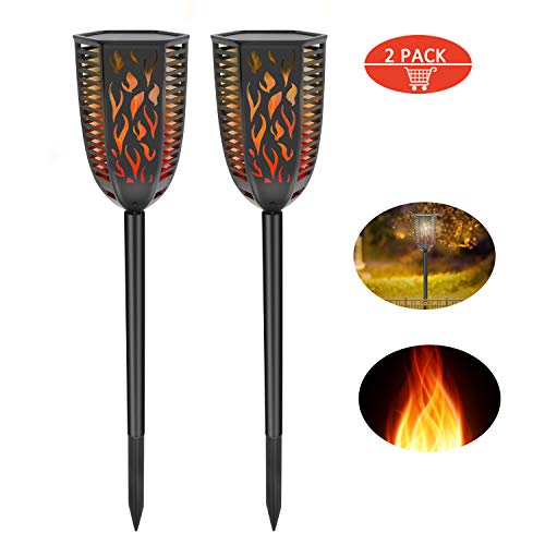 Solar Lights Waterproof Flickering Flames Torch Lights Outdoor Solar Spotlights Landscape Decoration Lighting Dusk to Dawn Auto OnOff Security Torches Light for Yard Garden Pathway Driveway 2 Packs