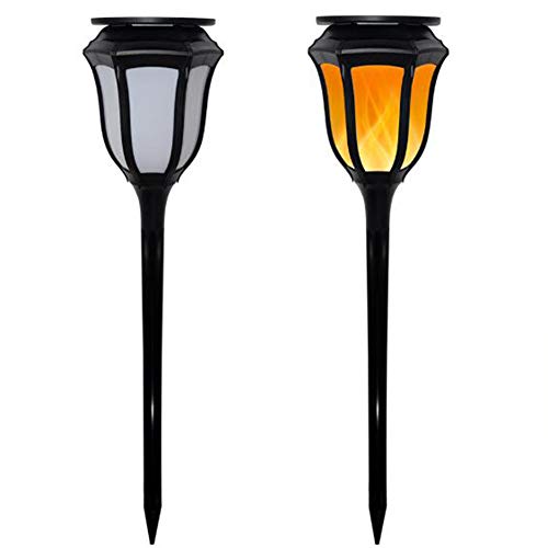 XLQF Solar LED Flickering Flame Lamps Outdoor Waterproof Garden Torch Light Fire Light Bulbs Outdoor Lawn Garden Decor - 2 Pack