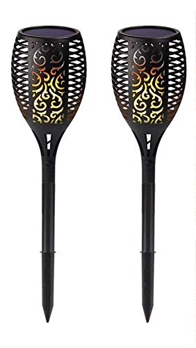 cjc Solar Garden Torch Lights Premium Quality Dusk to Dawn96 LEDsDancing Flame LightingIP65 Waterproof Outdoor Flickering Tiki Torches Landscape Light Path Decoration Lamp - 2 Pack