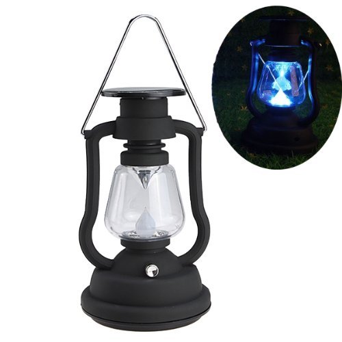 Cworlds Solar Power Lantern Antique Light Lamp 7 LED Garden Light Lamp Black