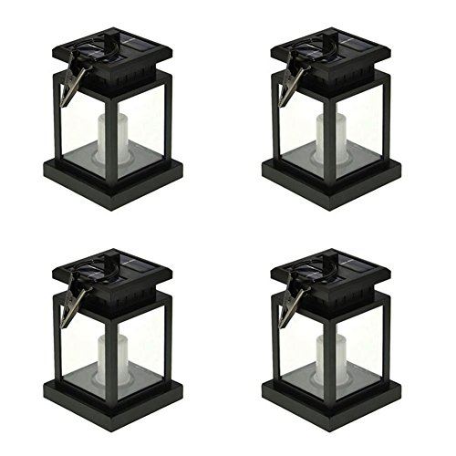Solar Umbrella Lantern JLTPH Pack of 4 Solar Powered LED Waterproof Candle Lamp with Clamp Garden Yard Decoration and Lighting Flashing Yellow