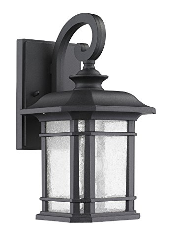 Textured Black Finish Outdoor Wall Sconce Glass Cylinder Lantern Lamp Light