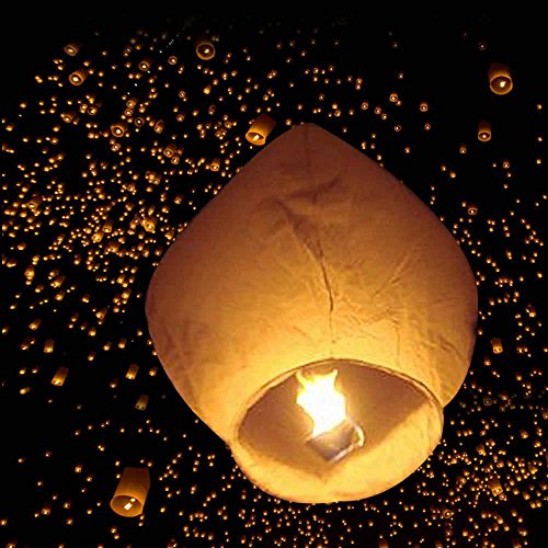 Z ZTDM 50 Pack Fire Sky Lanterns Chinese Paper Sky Flying Wishing Lantern Lamp Candle Party Wedding Wish White  Kongming Wish Lanterns 