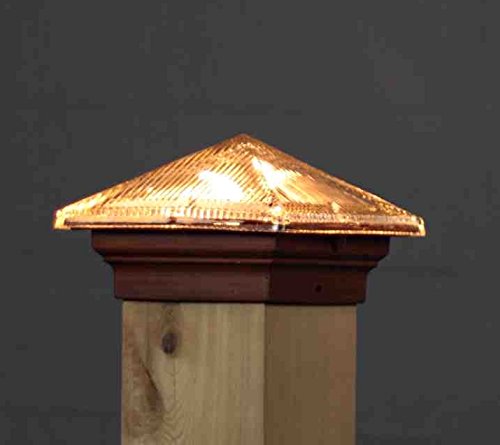 Aurora Glass Roof Pyramid 12V Deck Light 3-12 4x4 wood Post 18W Brown