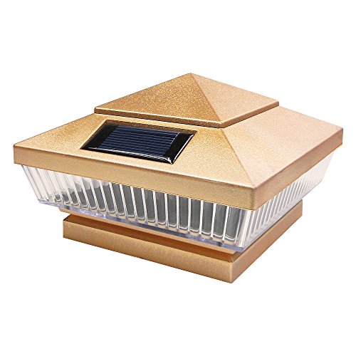 Iglow 1 Pack Copper Outdoor 4 X 4 Solar 5-led Post Deck Cap Square Fence Light Landscape Lamp Pvc Vinyl Wood Bronze