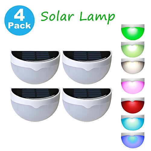 Solar Fence Lights Aerlemai Post Solar Lights Step Lights Wall-Mounted Waterproof Lights for Stair Patio Deck Garden --Multicolor  4 Pack