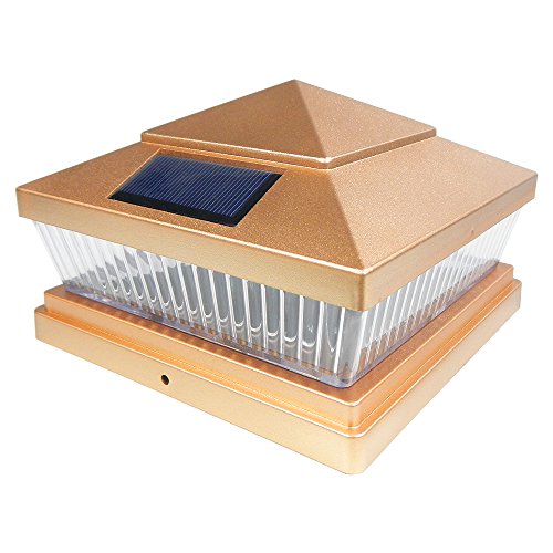 Iglow 1 Pack Copper Outdoor Garden 6 X 6 Solar Smd Led Post Deck Cap Square Fence Light Landscape Pvc Vinyl Wood