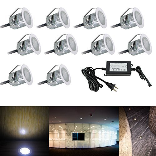 Low Voltage LED Deck Light Kit Outdoor Garden Patio Stairs Landscape Decor LED Lighting In-ground Cold White Lamp Pack of 10 Color Cold White Model  Outdoor Hardware Store