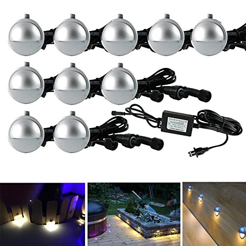 Pack of 10 Low Voltage LED Deck Light Kit Î¦138 Waterproof Outdoor Step Stairs Garden Yard Patio Landscape Decor Lights Warm White Lamp