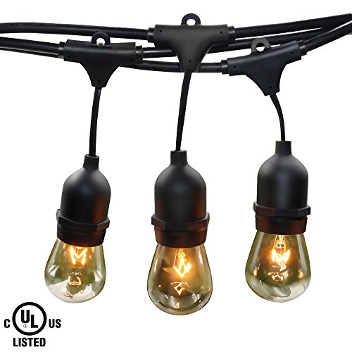 24 Sockets 36 Bulbs 50ft Extendable Outdoor Patio String Lights Ul-listed Commercial Grade Waterproof Edison