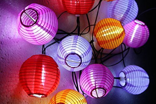 Grand Patio 14 FT Solar Powered Lantern String Lights Weather-Resistant Outdoor String Lights 10 PCS Multi Color Fairy Lights for Patio and Party