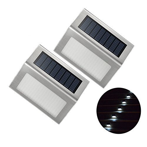 Led Solar Lightlusaf 2 Pack Outdoor Stainless Steel Led Solar Step Light Illuminates Wall stairs Deck Patio