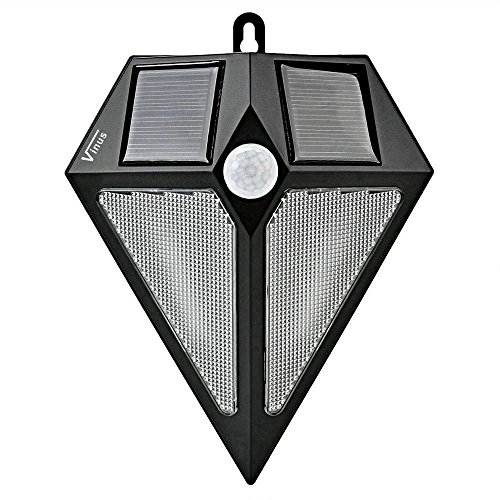 Vinus Solar Power PIR Motion Sensor Waterproof Wall Spotlight Outdoor LED Deck Light for Garden Garage Driveway