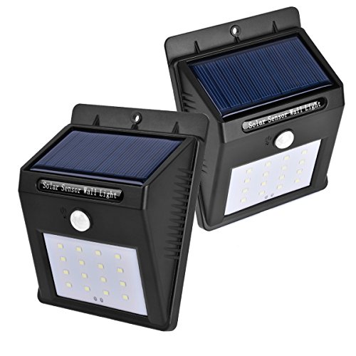 Wireless 16 LED Outdoor Solar Path Lights Auto Motion Activated Sensor Waterproof Wall Lights Night Light for Patio Deck Yard Garden Security 2-Pack