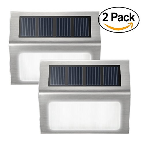 Lendoo Solar Step Light Updated Light-sensor Stainless Steel Led Pathway Stair Deck Light Waterproof Automatic